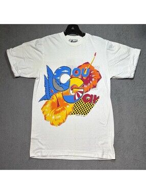 Vintage 80s 90s Cougar Neon Isla De Margarita Resort Shirt M White Single Stitch